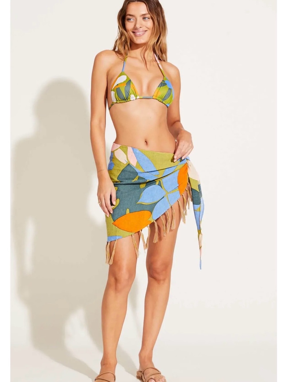 NWT Vitamin A Sirena Sarong Matisse Crinkle Linen